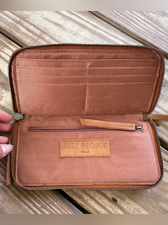 Free People Handbags - Free People Vegan Leather Distressed Zip Around Wristlet Wallet Boho